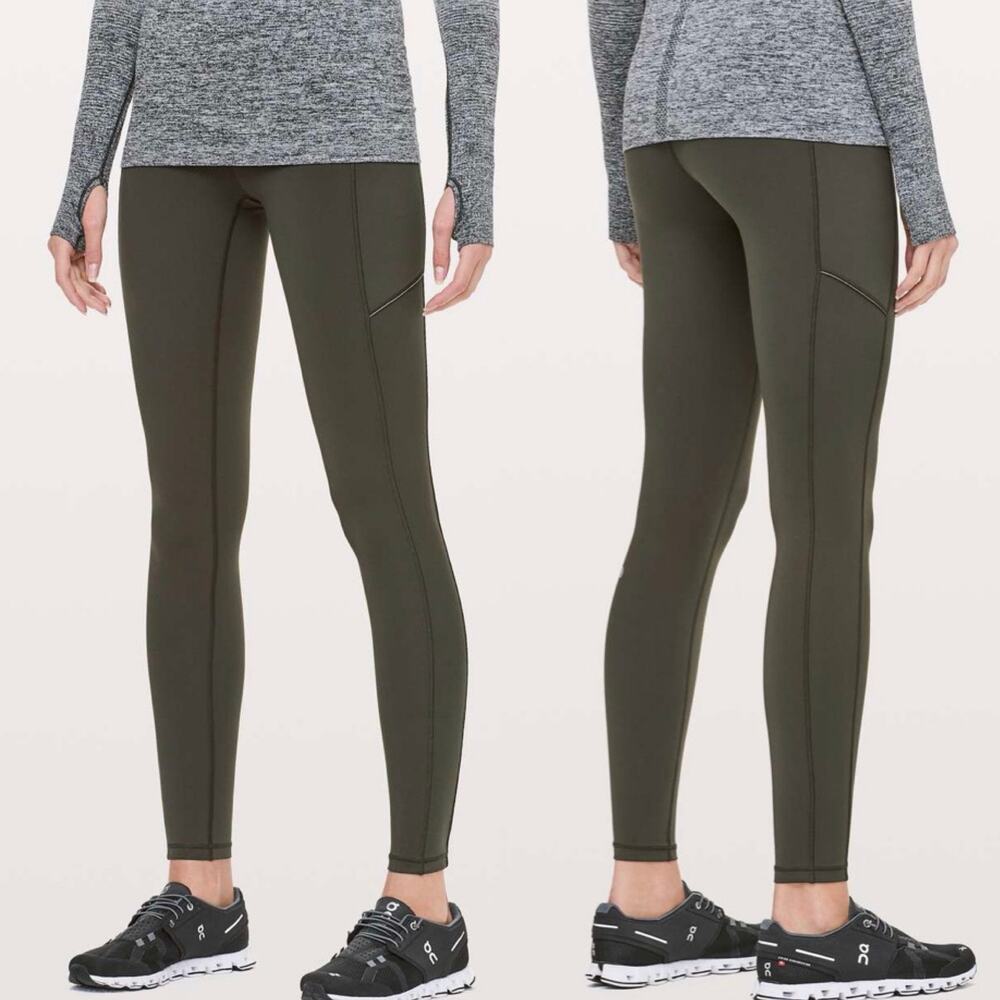 EUC Lululemon W5BJHS Speed Up Tight Full On Luxtreme Dark Olive Size 6